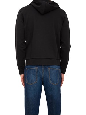 Felpa uomo Emporio Armani con cappuccio e zip in tessuto punto Roma nero in UOMO