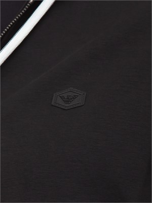 Felpa uomo Emporio Armani con cappuccio e zip in tessuto punto Roma nero in UOMO