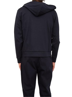 Felpa uomo Emporio Armani con cappuccio e zip in tessuto punto Roma blu in UOMO