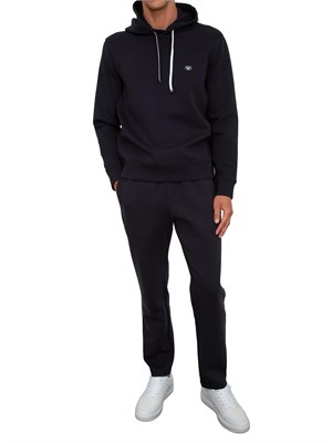 Felpa uomo blu Emporio Armani con cappuccio e micro patch logo in UOMO