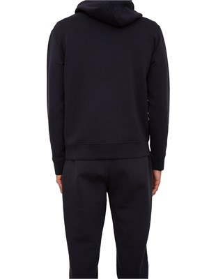 Felpa uomo blu Emporio Armani con cappuccio e micro patch logo in UOMO