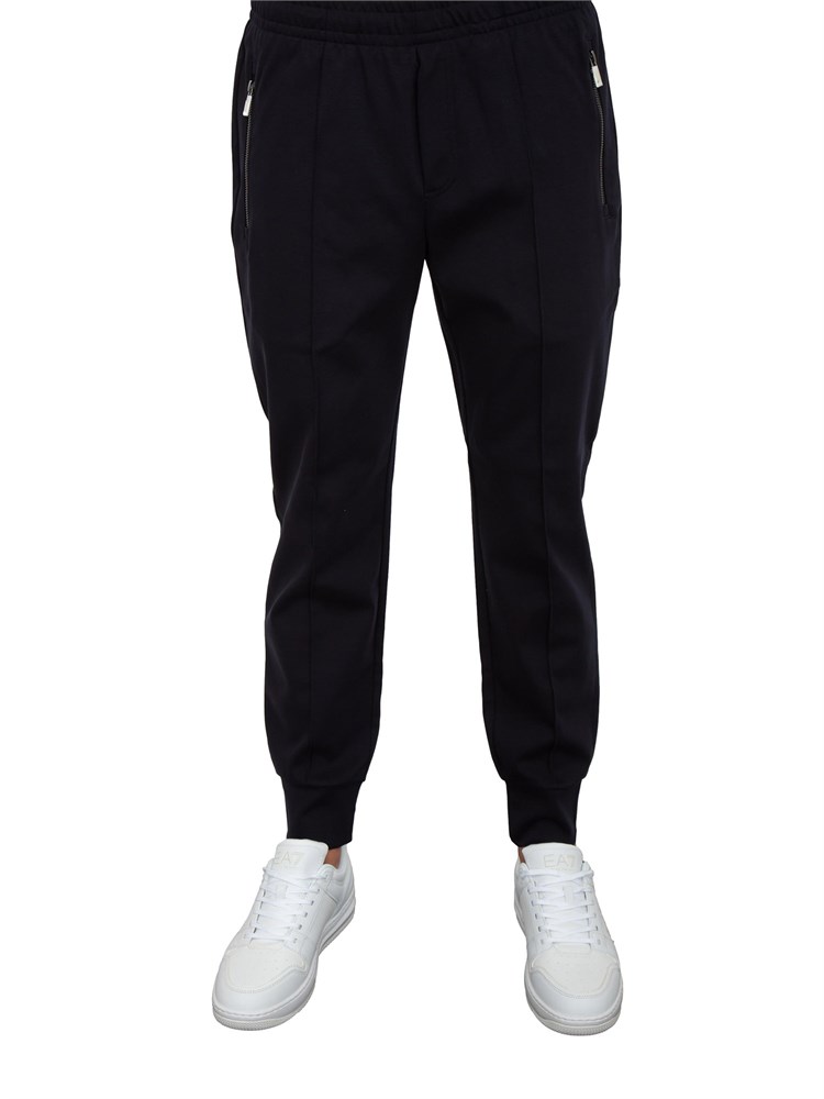 Pantaloni uomo Emporio Armani modello jogger in tessuto punto Roma blu