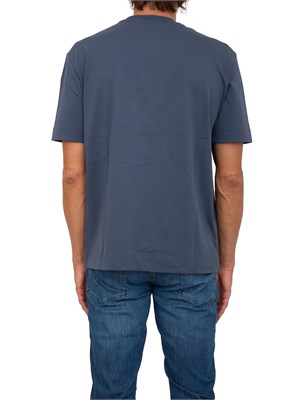 T-shirt Emporio Armani uomo in cotone blu chiaro con aquila sagomata in UOMO