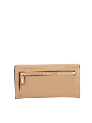 Portafogli cammello Elisabetta Franchi in ecopelle con patta logo oro in DONNA