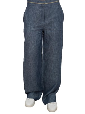 Pantaloni Nenette lino effetto denim gamba dritta in DONNA