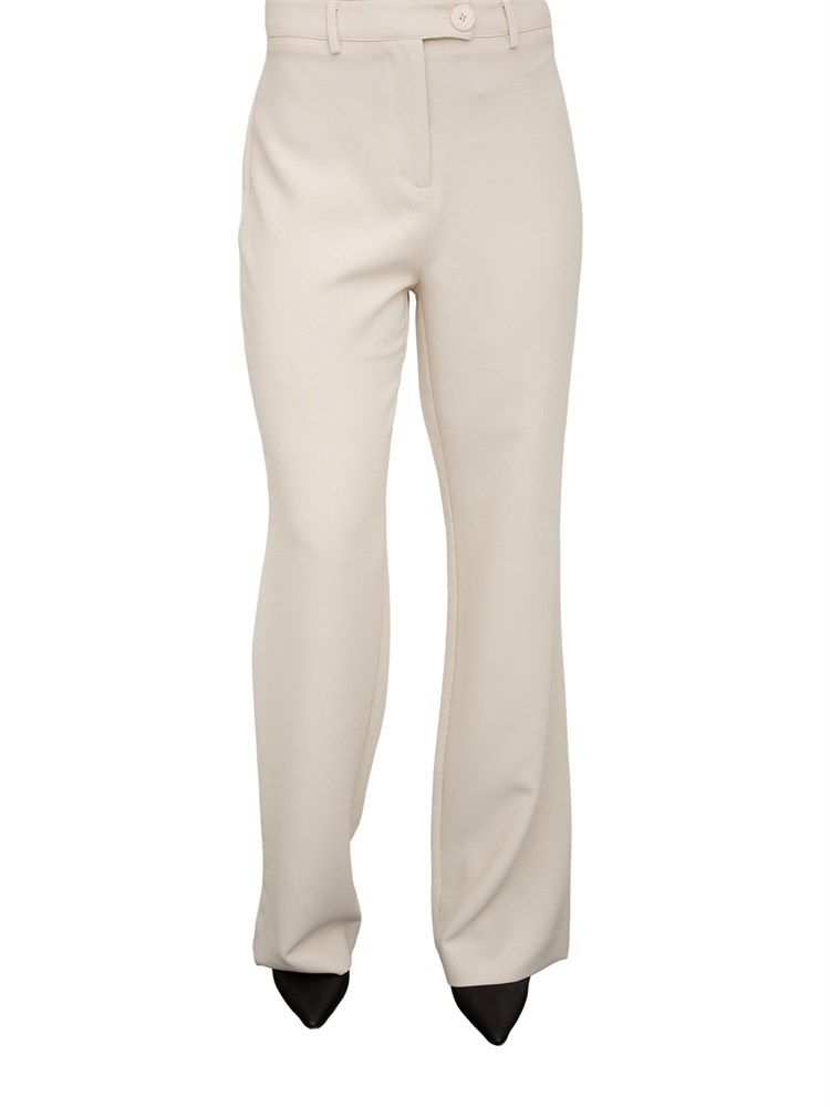 Pantaloni a zampa Nenette in tricottina bianco panna