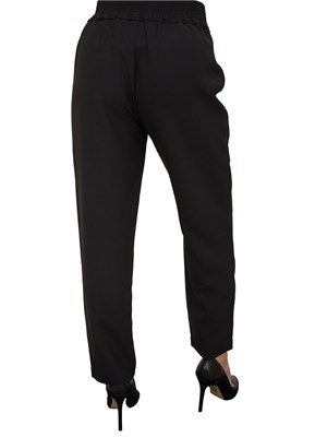 Pantaloni chino Nenette nero con coulisse in vita in DONNA