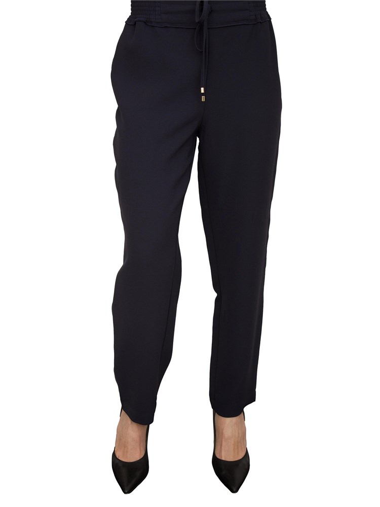 Pantaloni chino Nenette blu con coulisse in vita