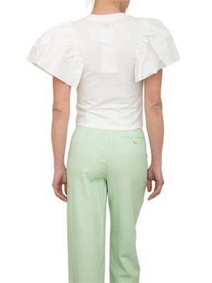 T-shirt regular Fracomina in jersey bianco con gale in popeline su giromanica in DONNA
