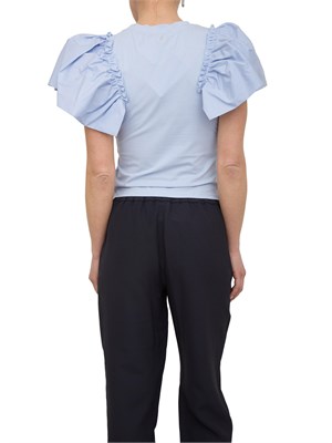 T-shirt regular Fracomina in jersey azzurro con gale in popeline su giromanica in DONNA