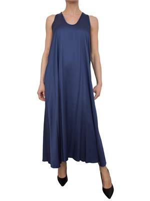Abito Fracomina linea ad A midi in viscosa blu in DONNA