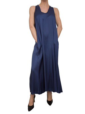 Abito Fracomina linea ad A midi in viscosa blu in DONNA
