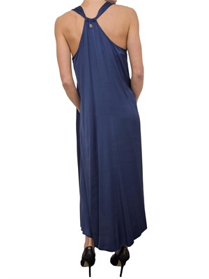 Abito Fracomina linea ad A midi in viscosa blu in DONNA