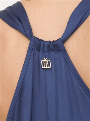 Abito Fracomina linea ad A midi in viscosa blu in DONNA