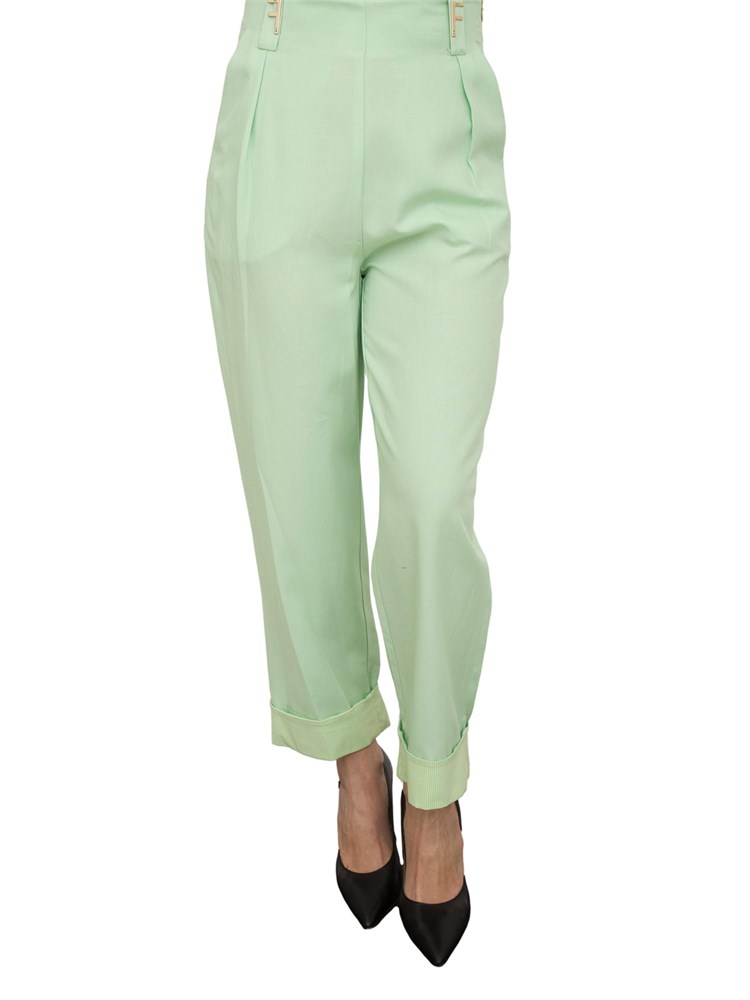Pantalone carrot Fracomina in lino verde