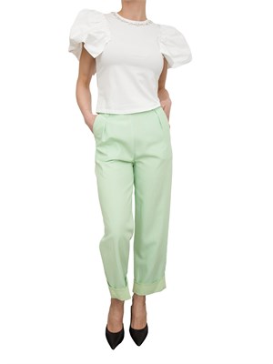 Pantalone carrot Fracomina in lino verde in DONNA