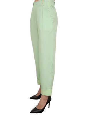 Pantalone carrot Fracomina in lino verde in DONNA