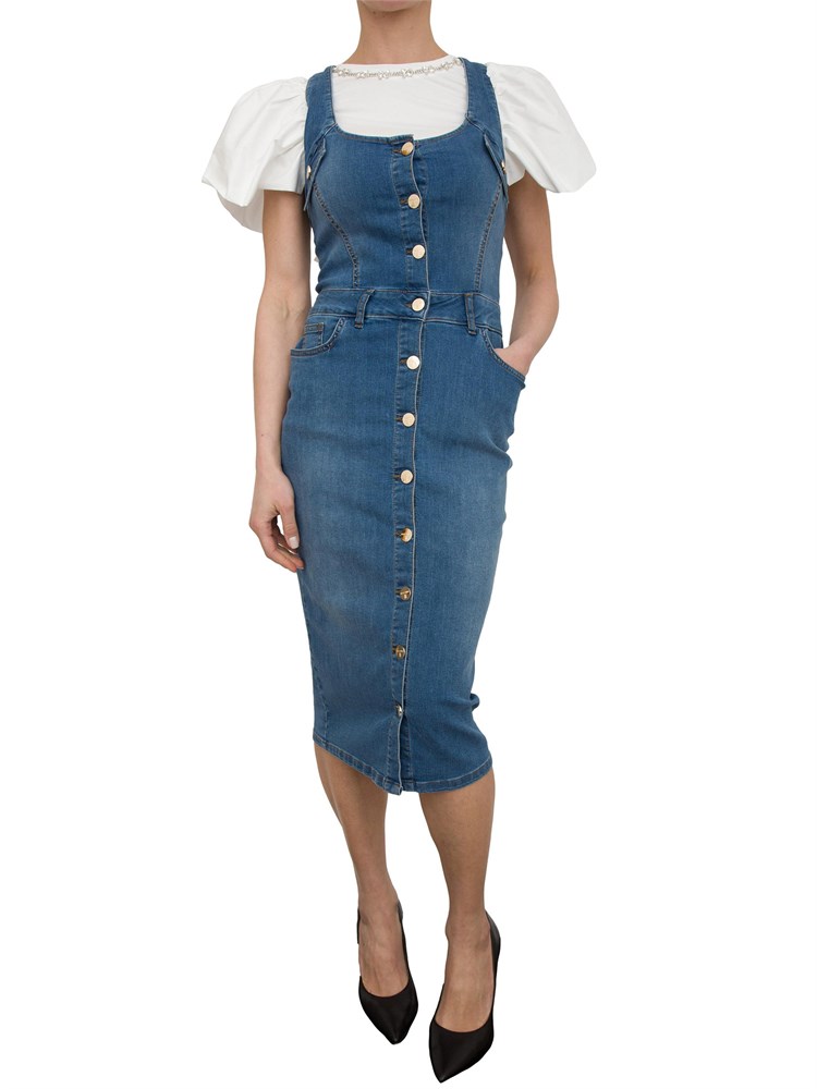 Abito aderente lungo in denim Fracomina