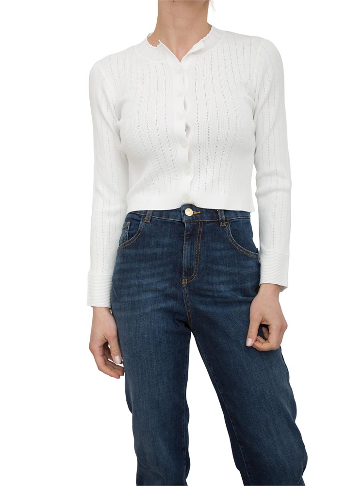 Cardigan Nenette traforato bianco panna