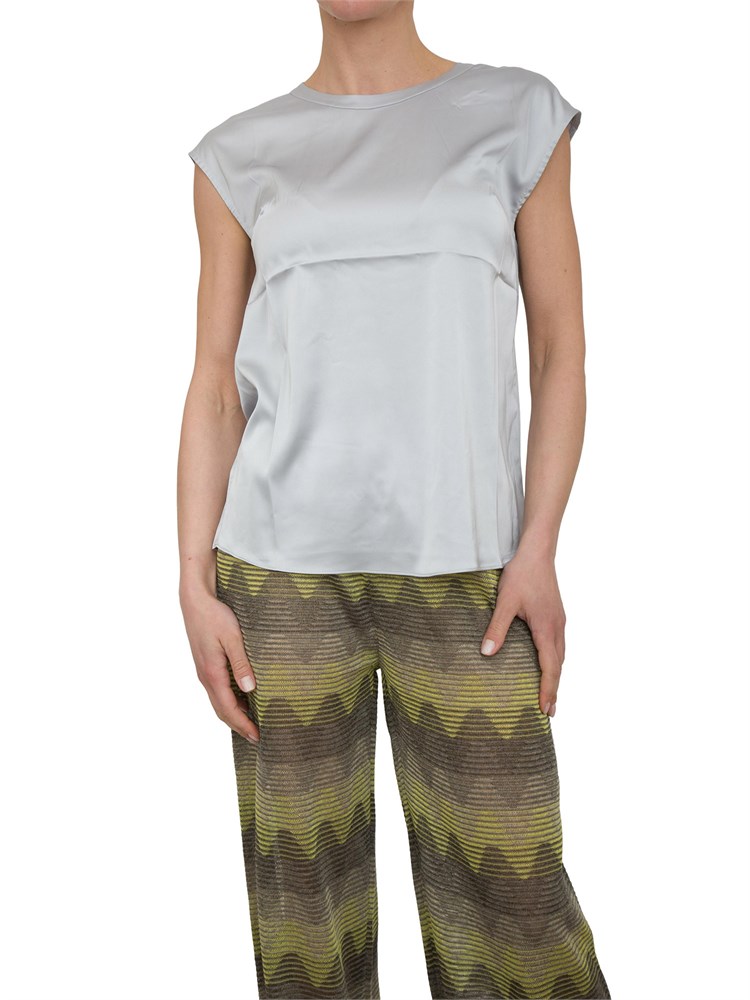 Blusa Nenette raso grigio chiaro maniche scese
