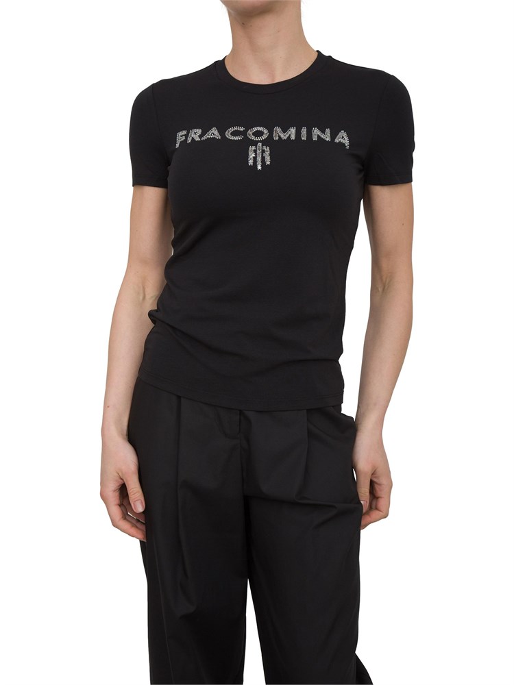 T-shirt regular in jersey di cotone nero