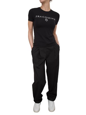 T-shirt regular in jersey di cotone nero in DONNA