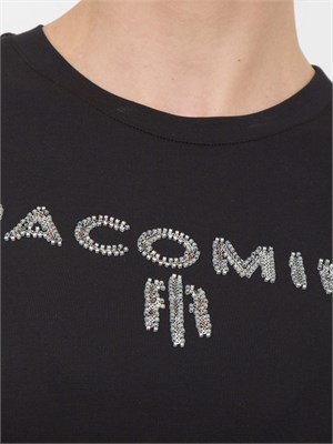 T-shirt regular in jersey di cotone nero in DONNA