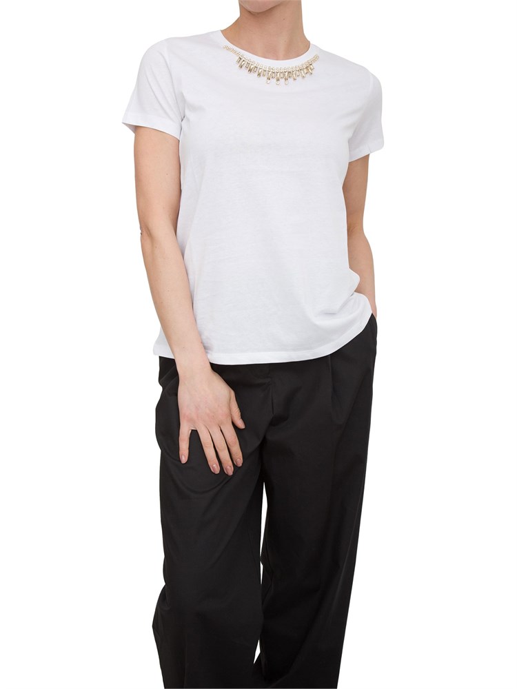T-shirt con applicazioni gioiello Fracomina bianco