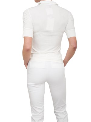 Polo aderente a costine Fracomina bianco in DONNA