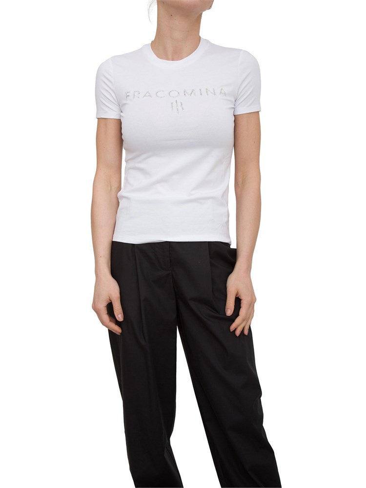 T-shirt regular in jersey di cotone bianco