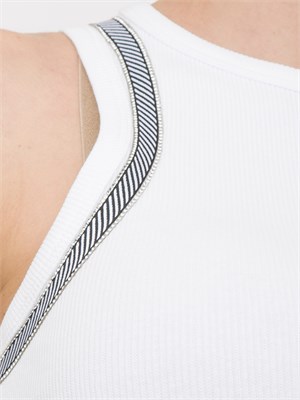 Canotta con perle Fracomina bianco in DONNA