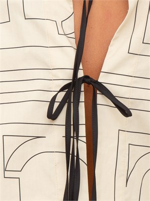 Abito camicia Twinset in pregiato cotone beige con stampa logo all over in DONNA