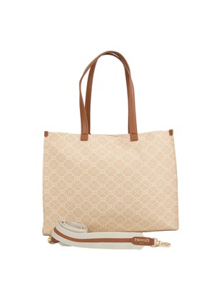 Borsa shopper Twinset in canvas con stampa fiori in DONNA