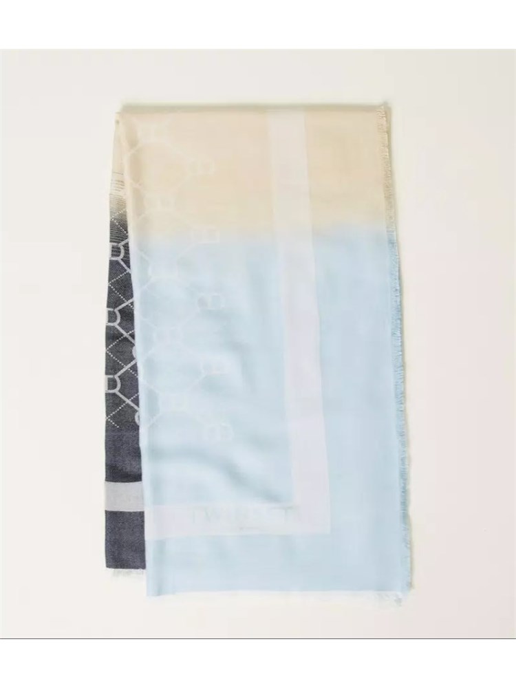 Kefiah jacquard blu dégradé Twinset con Oval T