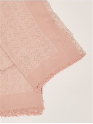 Kefia rosa Twinset logo all over bordo sfrangiato in DONNA