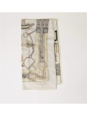 Kefiah beige Twinset multicolor stampa morsetti in DONNA