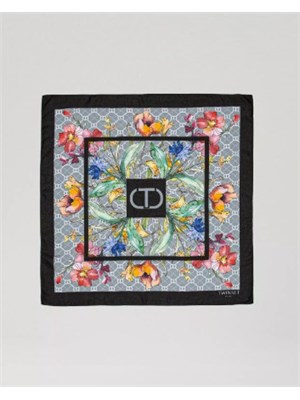 Kefia nera Twinset multicolor fiori in DONNA