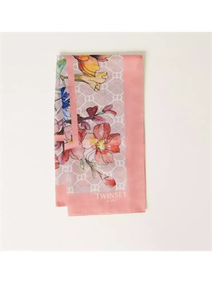 Kefiah rosa Twinset fiori multicolor in DONNA