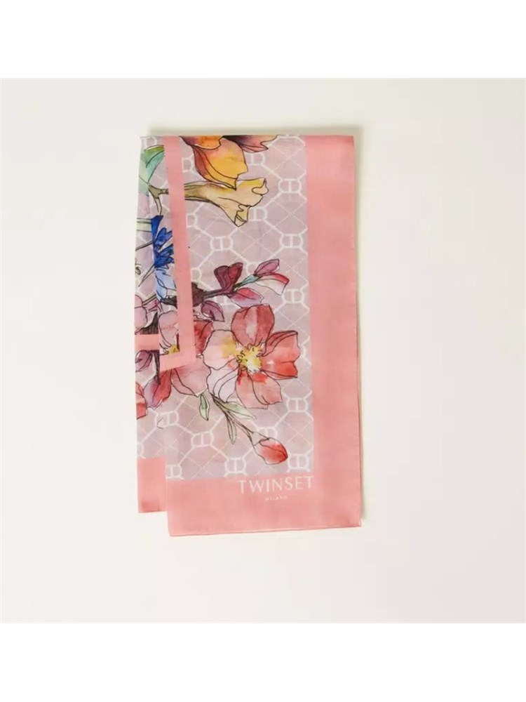 Kefiah rosa Twinset fiori multicolor
