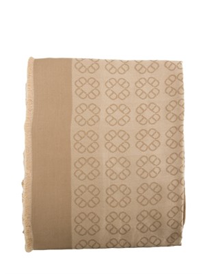 Kefia beige Twinset logo all over bordo sfrangiato in DONNA
