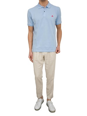 Polo in cotone piqué con logo ricamato in UOMO