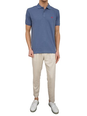 Polo in cotone piqué con logo ricamato in UOMO