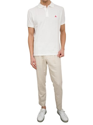 Polo in cotone piqué con logo ricamato in UOMO