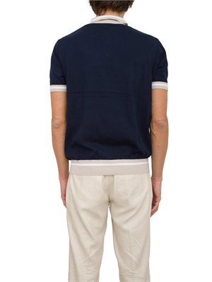 Polo blu Peuterey in tricot di cotone con dettagli a contrasto in UOMO