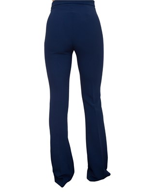 Pantaloni blu a zampa in doppio crêpe leggero Elisabetta Franchi in DONNA