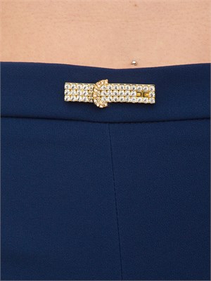 Pantaloni blu a zampa in doppio crêpe leggero Elisabetta Franchi in DONNA