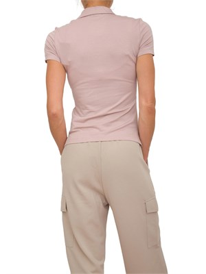 Polo donna EA7 Emporio Armani in misto cotone e modal rosa con logo borchie in DONNA