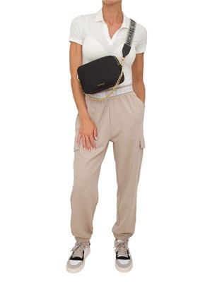 Polo donna EA7 Emporio Armani in misto cotone e modal bianco con logo borchie in DONNA