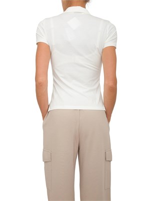 Polo donna EA7 Emporio Armani in misto cotone e modal bianco con logo borchie in DONNA