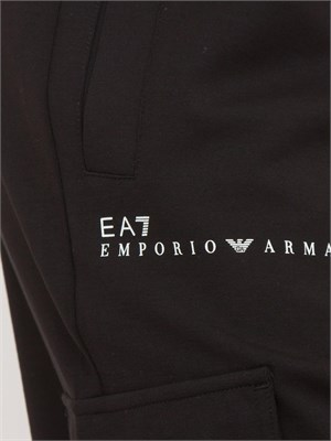 Pantaloni cargo EA7 Emporio Armani donna in tessuto tecnico nero con banda logo in DONNA